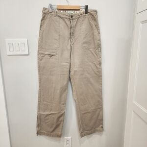 Vintage B.U.M Equipment 100% Cotton Hiking Pants 34X32 Beige Ankle Zip